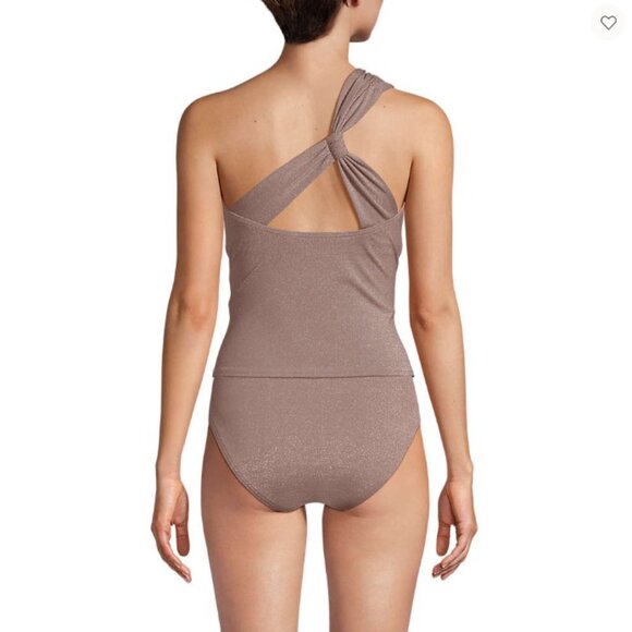 Lands’ End Shine Shirred One Shoulder Tankini Swimsuit Top - Size: 4 Long - NWT - Picture 4 of 10